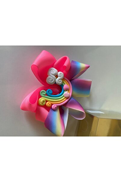 QUEEN AKSESUAR Cataramă pentru fetiță cu figuri curcubeu roz neon