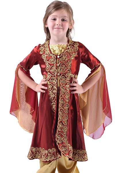 ceocuk Claret Red Children's Kaftan Bindalli Henna Dress