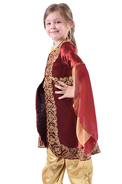 ceocuk Bordo Çocuk Kaftan Bindallı Kına Elbisesi