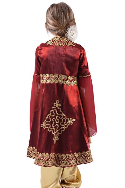 ceocuk Bordo Çocuk Kaftan Bindallı Kına Elbisesi