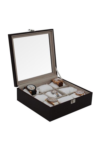 STAND MARKET Watch Box 9 Pieces Crocodile Brown