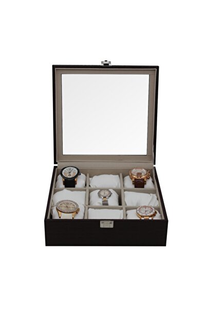 STAND MARKET Watch Box 9 Pieces Crocodile Brown