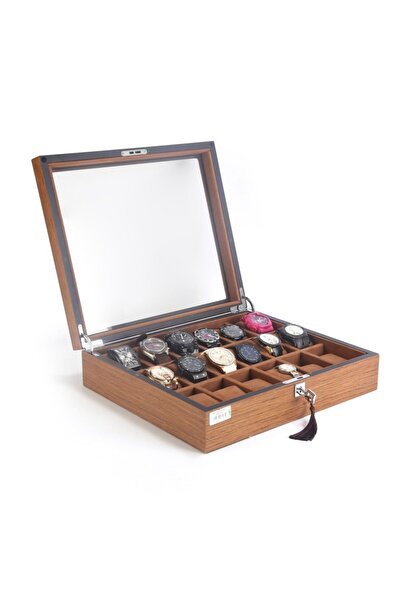 STAND MARKET صندوق الساعة مستورد 18 قطعة من خشب الجوز