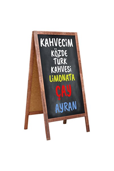 3M Artcanyon Çift Taraflı Yazı Tahtası Menü Tahtası Kara Tahta 40x70 Cm Ceviz