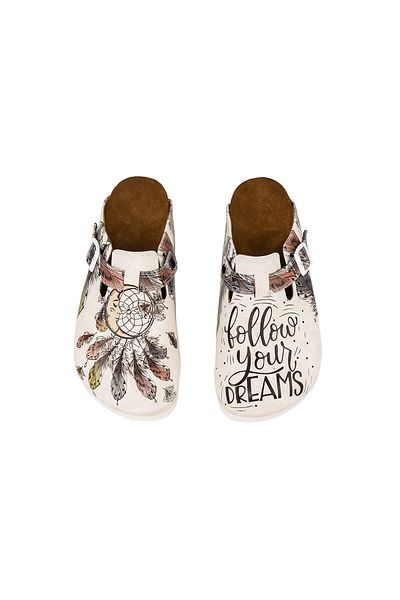 Streetfly Colorful Printed Follow Your Dreams Patterned Women's Slippers