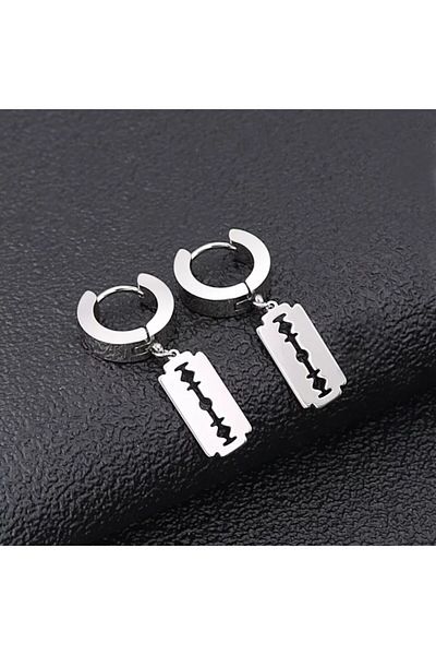 Köstebek Stainless Steel Razor Earrings