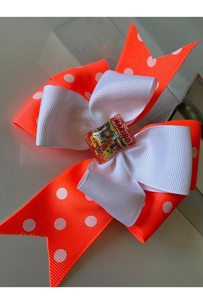 QUEEN AKSESUAR Neon Orange Highlighter Orange Polka Dot Cola Haribo Candy Metal Collar (crocodile) Mother Girl's Buckle