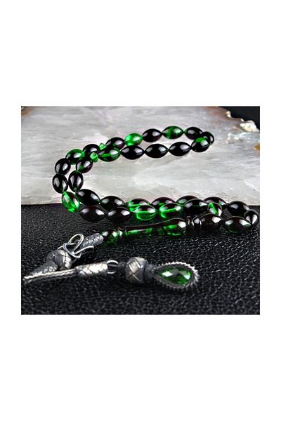 Tesbihsepetim Silver Kazaz with Tassels - Squeezed Amber Prayer Beads