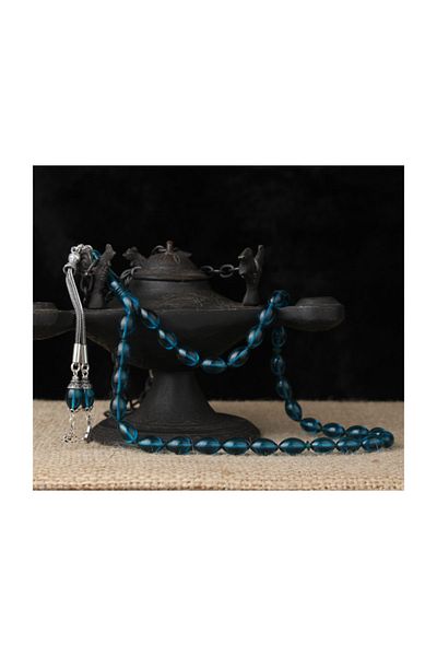 Tesbihsepetim Squeezing Amber Prayer Beads - With Silver Tugra Tassels
