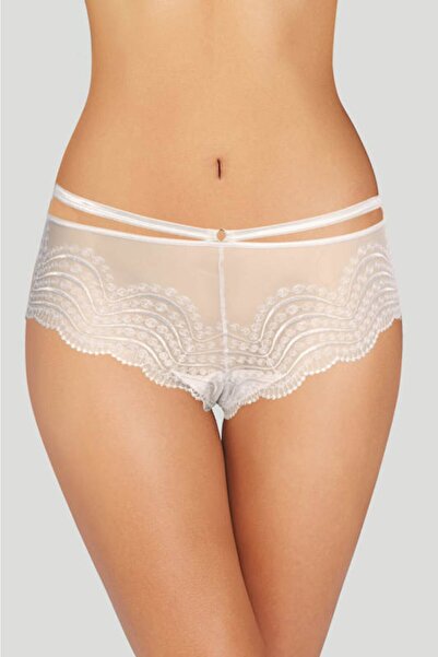 Kom Kadın Ekru Vegas Dantelli Kadın Boxer Şort