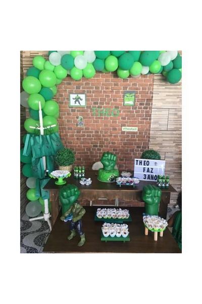 MERİ PARTİ 100 Pcs Green Light Green And White Metallic Balloons And Balloon Chain Concept Party