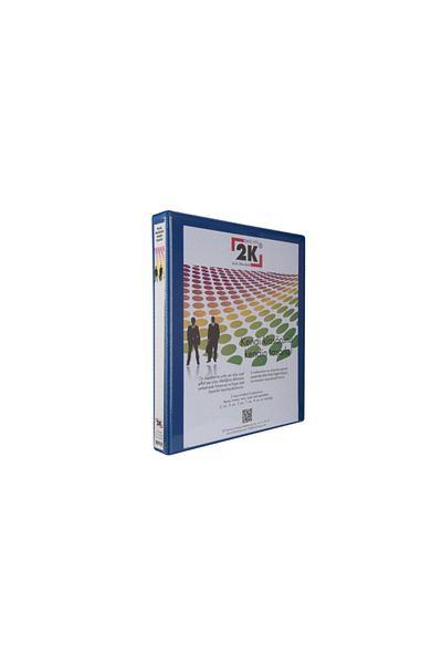 2K 3 cm 4-Ring Blue Document Folder with Inner-Outer Transparent Pocket and a Capacity of 250 Sheets