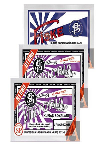 Viktoria Kumaş Boyası 2 Pkt. Koyu Mor+1 Pkt. Sabitleyici Fiske