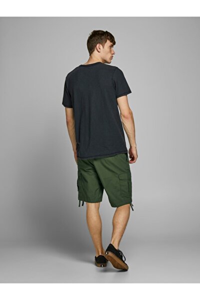 Jack & Jones Ανδρικό σορτς Cargo από καμβά χακί Bermuda