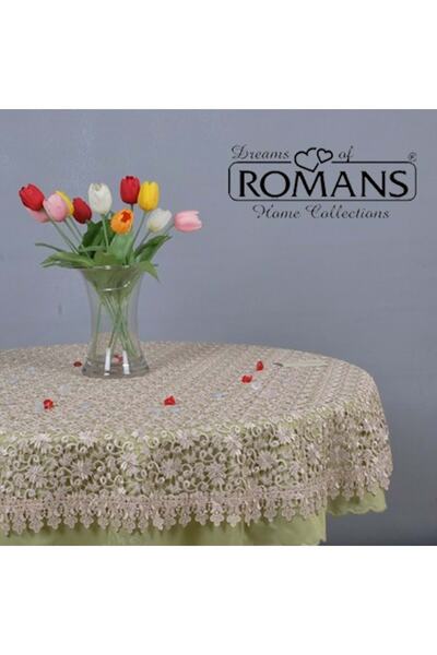 Romans Sehpa Örtüsü Güpür 50x100 Oval Kahve