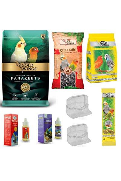 Gold Wings Paraket Sultan Cennet Papağanı Yem Besin Seti 8 Parça