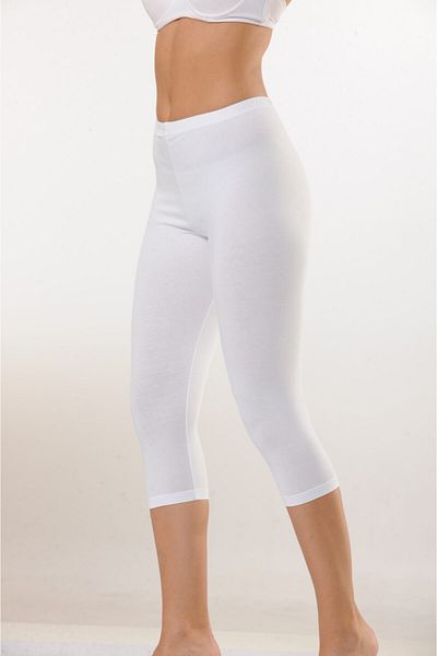 Hmd Leggings Capri din bumbac alb sub genunchi și textura confortabilă