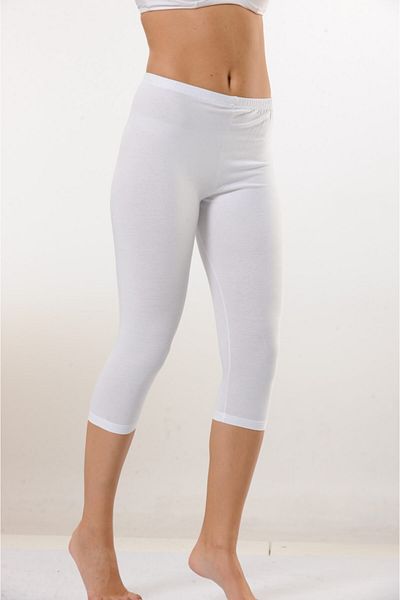 Hmd Leggings Capri din bumbac alb sub genunchi și textura confortabilă