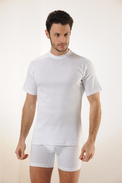 Hmd 3-Piece Men's Rib Cotton White Closed Neck Undershirt