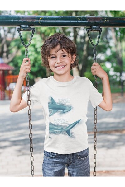 SCUBAPROMO تي شيرت هامر شارك للأولاد باللون الأبيض