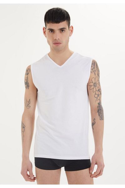 WESTMARK LONDON Men's Pima V-collar Athlete White