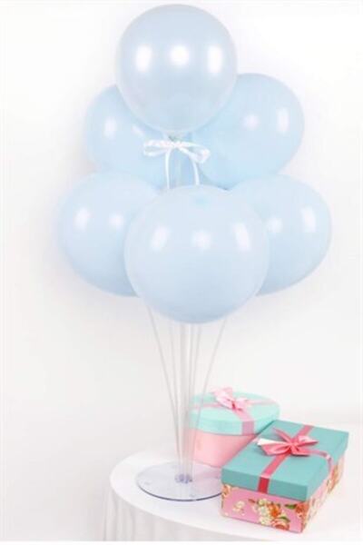 Çemrek Süs Parti Macaron Blue Balloon Stand - 1 Stand and 10 Balloons
