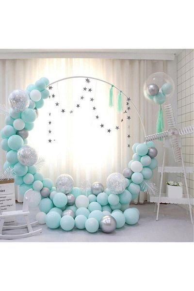 Çemrek Süs Parti Mint Balloon Chain - 100 Balloons, 5 Mt Chain Apparatus and Balloon Pump