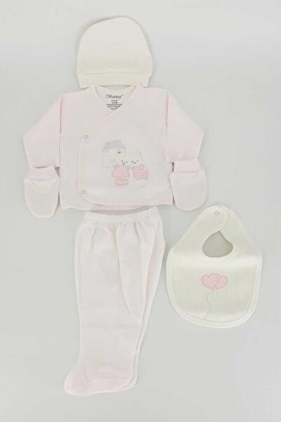 Bebitof Unisex Bebek 5'li Zıbın Set Evli Ayıcık Pembe Std