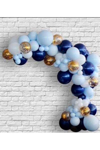Çemrek Süs Parti Dark Blue Balloon Chain - 100 Balloon 5 Mt Chain Apparatus and Balloon Pump