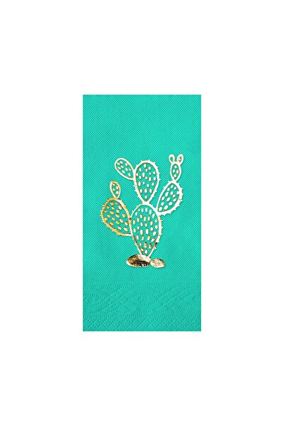 Story 33 سم ورقة ذهبية مزخرفة بزهور صبار 16 مناديل ورقية ملونة بالتركواز