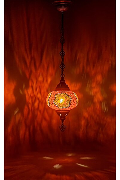 GiftlandCollection Vitray Tek Zincir Avize Mozaik Lamba