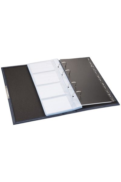 2K 4 Rows Indexed Business Card Holder with Faux Leather Mechanism and 192 Card Capacity