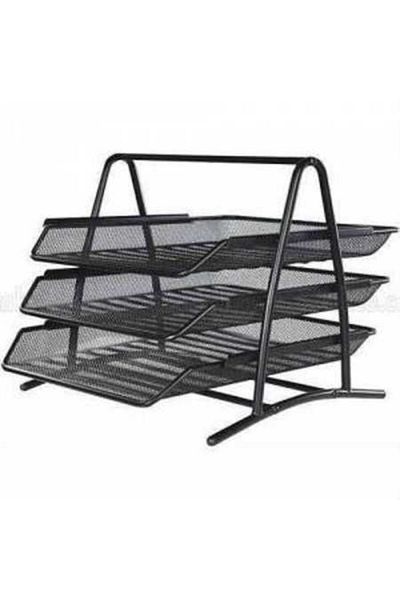 Lacco L433-1 Metal Mesh Document Shelf Black 3 Tiers