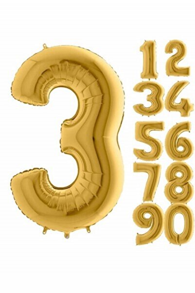 Çemrek Süs Parti بالون فويل ذهبي اللون 3 أرقام 60 سم