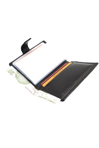 WEST POLO CÜZDAN West Polo 613 Γνήσιο δερμάτινο πορτοφόλι με θήκη για κάρτες με διαφανή θήκη για κάρτες μαύρο