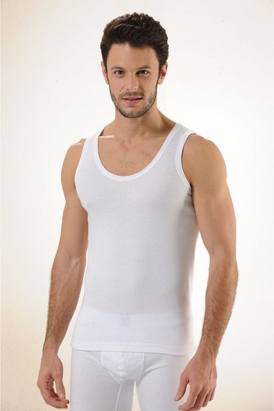 Hmd Men's Rib 100% Cotton White Strappy Undershirt & Comfortable Texture