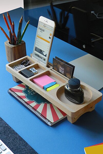 Fagus Wood Ofis Hediyesi Kartvizitlik–kalemlik-telefon Vb. Ofis Malzemelerini...