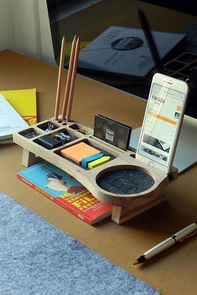 Fagus Wood Wooden Desktop Organizer Pen Holder Organizer, Office Accessories And Types, Promotional Office Gift