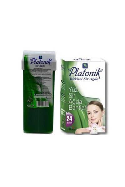 Platonik Sir Wax Tape for Face Azulen 24 pcs + Roll On Wax Azulen 100 ml