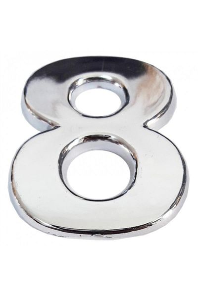 Cemax Size 8 Chrome Door Number Easy Assembly with Double Sided Tape