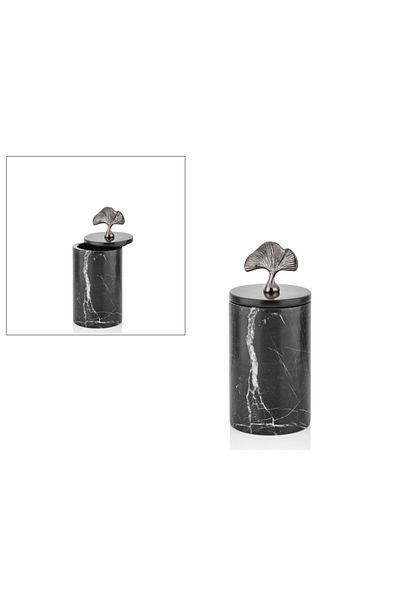 SETABIANCA Evza Black-anthracite Marble Pedestal Ginko Decoration Box