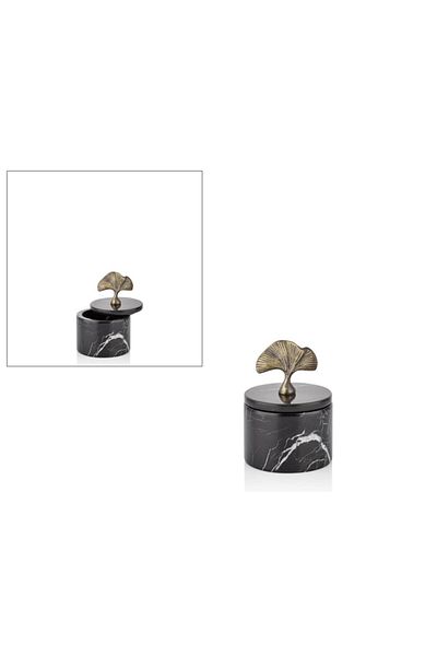 SETABIANCA Evza Black-Bronze Ginko Decoration Box - Marble Base