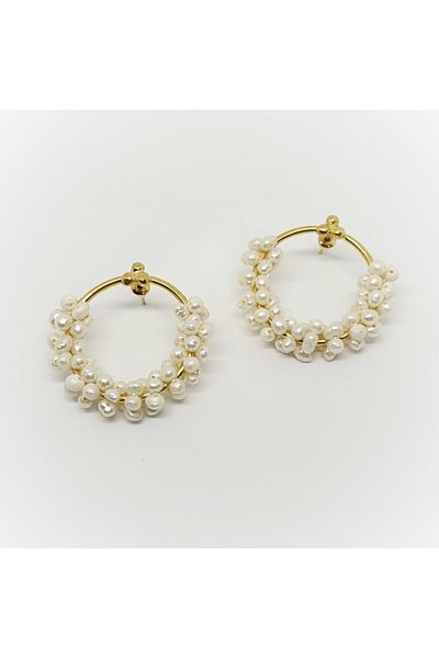 LOVI Helen Pearl Stone Handmade Ring Wrapped Earrings