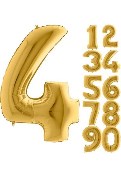 Çemrek Süs Parti بالون فويل ذهبي اللون 4 أرقام 100 سم