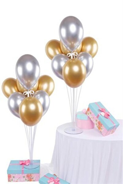 Çemrek Süs Parti Золотий срібний балонний стенд на 2 балони - 2 стенди та 20 ...