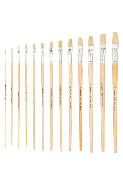 Bigpoint 258f Series Natural Bristle Flat Cut Brush No: 0-2-4-6-8-10-12-14-16-18-20-22-24 (Set of 13)