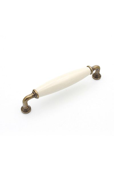 Kulpca White Antique Porcelain - Porcellana Perla, 12.8cm Spring Handle / 128mm