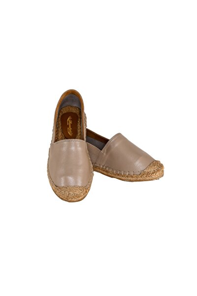 Moosefield Women's Beige Genuine Leather Handmade Espadrille