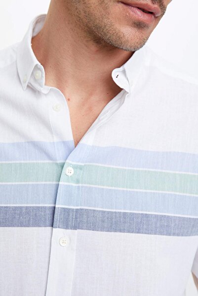 DeFacto Стандартна риза с поло яка и къс ръкав