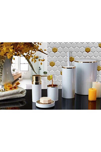 Prima Nova Primanova Lenox Banyo Seti 5 Parça Beyaz-altın